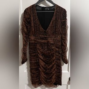 Zebra Print Ruched Bodycon Dress